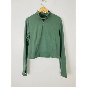 Danskin Womens Small 1/4 Zip Cropped Pullover Athleisure Sweatshirt Sage Green